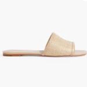 Porte & Paire NIB Raffia and Leather Tan Slides - Size 37.5